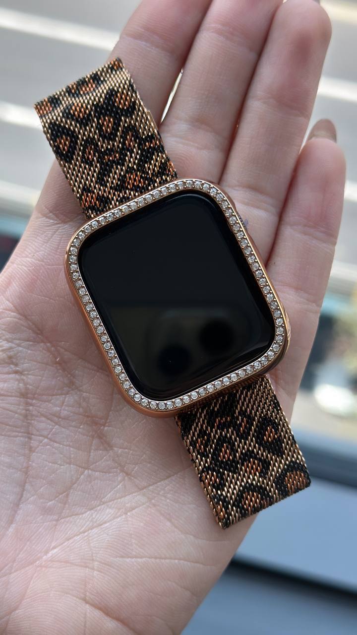 ساعت هوشمند پلنگی با گارد نگین دار +۲بند